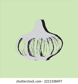 icono del vector de ajo dibujado a mano.
