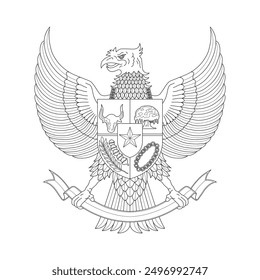 Handgezeichnete garuda pancasila, die nasional Emblem von Indonesien Symbol Einzeln auf Weiß