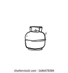 Hand Drawn Gas Cylinder Vector Tank. Lpg Propane Bottle Icon Container. Oxygen Gas Cylinder Canister Fuel Storage.doodle,