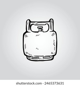 Hand drawn Gas cylinder vector tank. Lpg propane bottle icon container. 