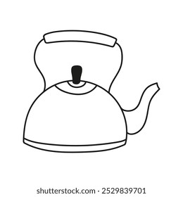 Hand drawn gas kettle, teapot. Kitchen utensils doodle illustration