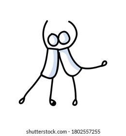 Hand drawn gay men stickman ballet dancer concept. Simple outline two male ballerina couple doodle icon clipart. For lgbtq dance studio or pride theatre performer sketch illustration. 