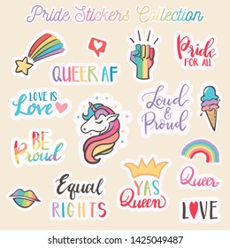 Hand Drawn Gay Pride Stickers Collection - vector eps10
