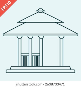 Hand drawn gazebo design vector icon flat modern isolated illustration