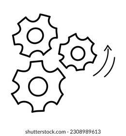 Hand drawn gear doodle icon,  Gear mechanism symbol for infographic banner and website design. logo vector illustration.