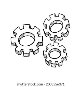 Handgezeichnet, einzeln auf weißem Hintergrund. Mechanische Details im skizzenhaften Stil. Vektorgrafik.
