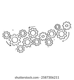 Hand Drawn Gear Set Vector Design.