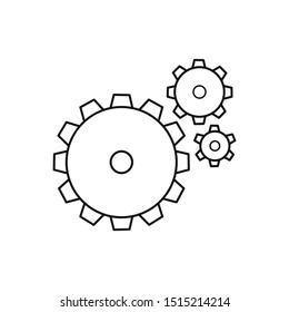 Hand drawn gear wheels isolated on a white. Sketch of gear. Vector illustration.