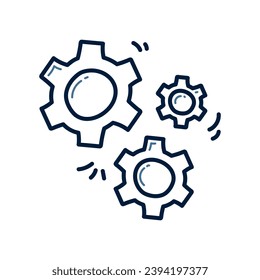 Hand drawn gears doodle line illustration. Gears doodle icon vector.