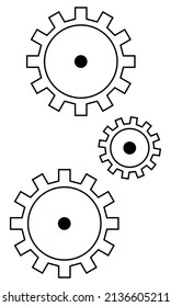 Hand drawn gears transmitting rotation. Abstract image of interaction