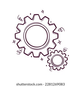 hand drawn gears vector illustration