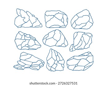 gema desenhada à mão, pedra, pedra, geologi ilustrações de arte de linha