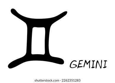 Hand drawn gemini zodiac sign Esoteric symbol doodle Astrology clipart Element for design