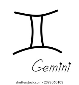 Hand drawn gemini zodiac sign Esoteric symbol doodle Astrology clipart Element for design