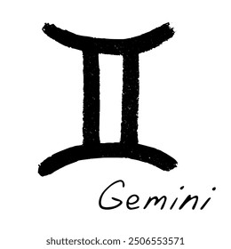 Hand drawn gemini zodiac sign Esoteric symbol doodle Astrology clipart Element for design