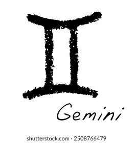 Hand drawn gemini zodiac sign Esoteric symbol doodle Astrology clipart Element for design