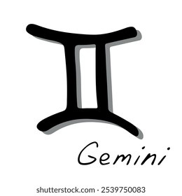 Hand drawn gemini zodiac sign Esoteric symbol doodle Astrology clipart Element for design