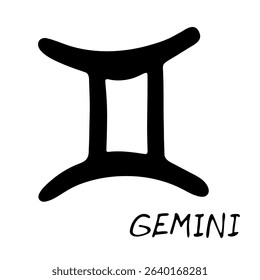 Hand drawn gemini zodiac sign Esoteric symbol doodle Astrology clipart Element for design