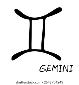 Hand drawn gemini zodiac sign Esoteric symbol doodle Astrology clipart Element for design