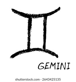 Hand drawn gemini zodiac sign Esoteric symbol doodle Astrology clipart Element for design