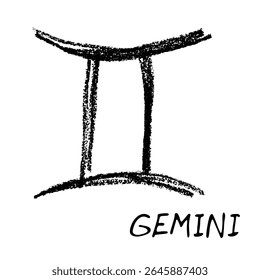Hand drawn gemini zodiac sign Esoteric symbol doodle Astrology clipart Element for design