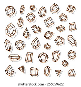 Hand drawn gems abstraction vector illustration background