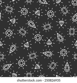 Hand drawn gems seamless pattern. Vector eps10.