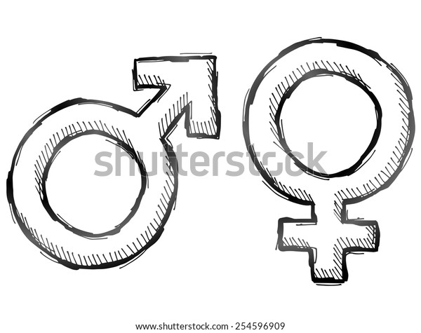 Hand Drawn Gender Symbols Sketch Male Stock Vector Royalty Free 254596909