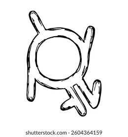 Hand drawn genderfluid (intergender and neutrois) gender identity icon Symbol used to represent sex and gender