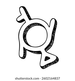 Hand drawn genderfluid (third gender and demigirl) gender identity icon Symbol used to represent sex and gender