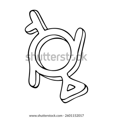 Hand drawn genderfluid (third gender and demigirl) gender identity icon Symbol used to represent sex and gender