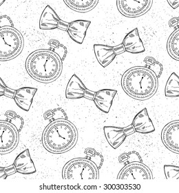 Hand drawn gentleman seamless background. Vector illustration.
