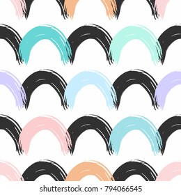 Hand Drawn Geo Brush Strokes Seamless Pattern.Abstract Background for Fashion Design , Vector Illustration ,Wrapping Paper,Fabric,Postcard,Poster,Party,Wallpaper,Goods ,Brochure