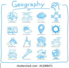Hand drawn Geography icon set