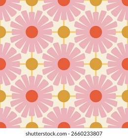 Dibujado a mano abstracto geométrico suave rosa naranja amarillo flores líneas de puntos en blanco beige texturizado