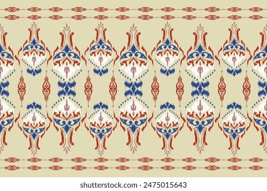 Hand drawn geometric African Ikat paisley embroidery. ethnic oriental ikat seamless pattern. abstract illustration design for wallpaper. Tribal ethnic vector texture. Aztec style. Folk embroidery.