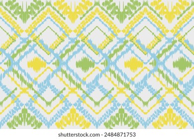 Hand drawn geometric African Ikat paisley embroidery. ethnic oriental ikat seamless pattern. abstract illustration design for wallpaper. Tribal ethnic vector texture. Aztec style. Folk embroidery.