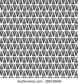 Hand drawn geometric black and white pattern, abstract vector background