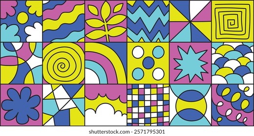 Hand drawn geometric doodle vector background