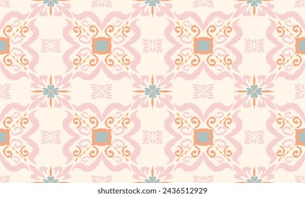 Hand drawn Geometric ethnic floral cross stitch embroidery.oriental pattern traditional.Aztec style abstract vector illustration.