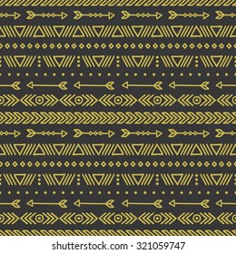 Hand drawn geometric ethnic seamless pattern. Wrapping paper. Scrapbook paper. Doodles style. Tiling. Tribal native vector illustration. Aztec background. Stylish ink graphic texture.