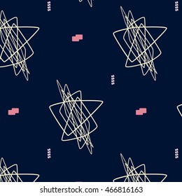 Hand drawn geometric hipster stylish pattern. Vector art. Pastel colored modern grange chaos shapes wallpaper . Trendy freehand composition . Speed style natural painting .