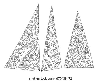 Hand drawn geometric ornamental composition in zen style for art home, decorate stationery, wall. Page anti-stress adult coloring book. eps 10