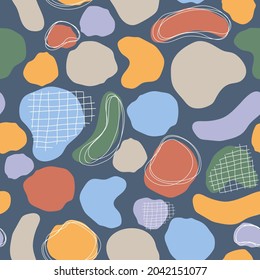 Hand drawn geometric seamless modern abstract multicolored pastel pattern. Cute design vector line for paper, fabric, book.
