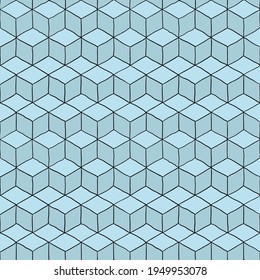 Hand drawn geometric seamless pattern. Vector illustration, flat colors, easy to recolor.