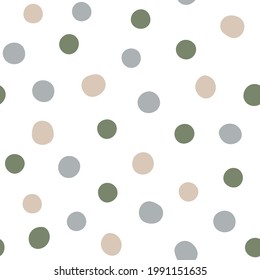 Hand drawn geometric seamless pattern in earthy colors. Contemporary background with circles for web design, prints, textile, wrapping paper. Abstract modern vector pattern with shapes. Vector graphic