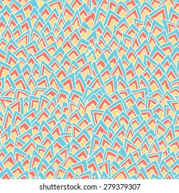 Hand drawn geometric seamless pattern with triangles. Vector doodle repeating background