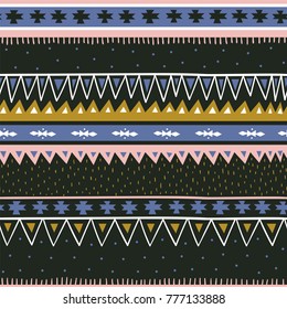 Hand drawn  geometric seamless pattern. Modern and stylish scandinavian fabric design.