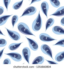 Hand drawn geometric seamless repeat pattern. Seamless pattern. Abstract water drops.