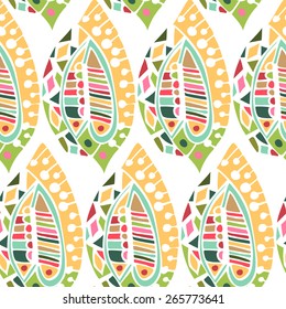 Hand drawn geometric seamless repeat pattern.  Template ethnic design for card